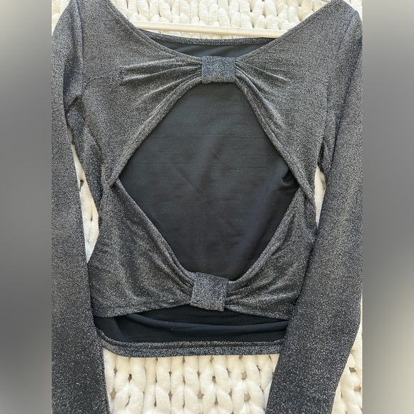 Silence + Noise Black Glitter Cutout Blouse - Picture 1 of 3